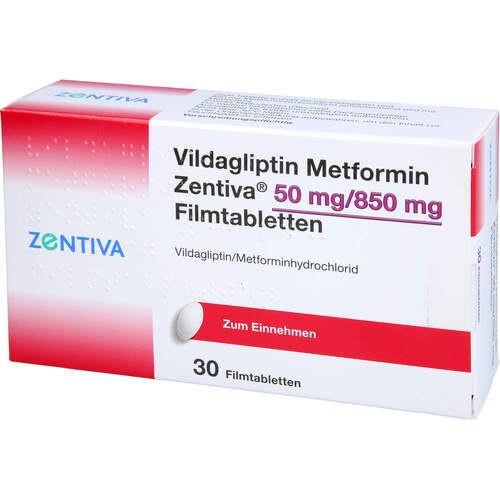 Vildagliptin Metformin Zentiva 50 mg/850 mg FTA, 30 Stk., Zentiva Pharma GmbH