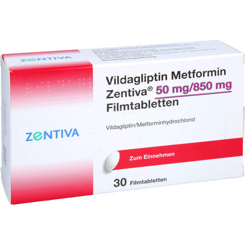Vildagliptin Metformin Zentiva 50 mg/850 mg FTA, 30 Stk., Zentiva Pharma GmbH