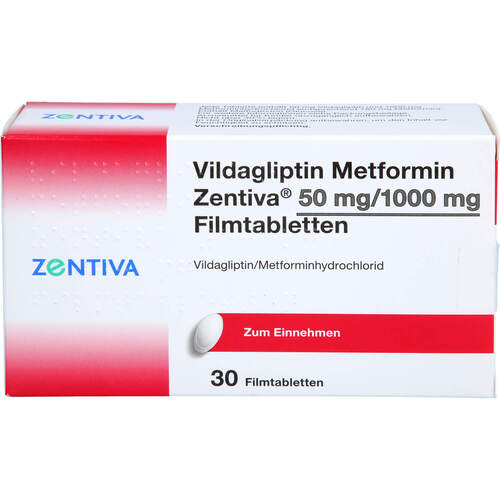Vildagliptin Metformin Zentiva 50 mg/1000 mg FTA, 30 Stk., Zentiva Pharma GmbH