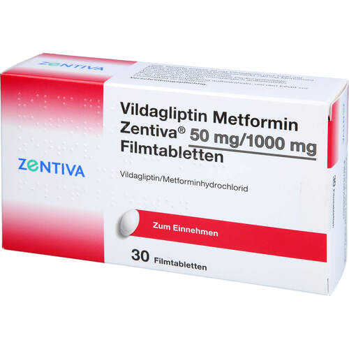 Vildagliptin Metformin Zentiva 50 mg/1000 mg FTA, 30 Stk., Zentiva Pharma GmbH