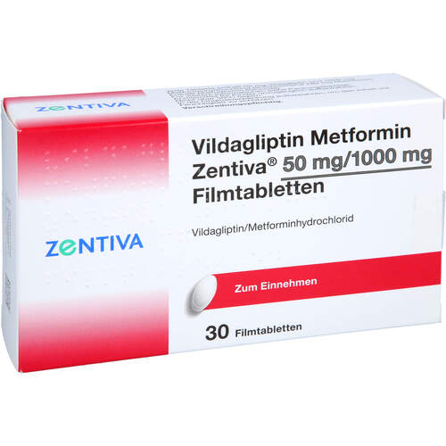 Vildagliptin Metformin Zentiva 50 mg/1000 mg FTA, 30 Stk., Zentiva Pharma GmbH