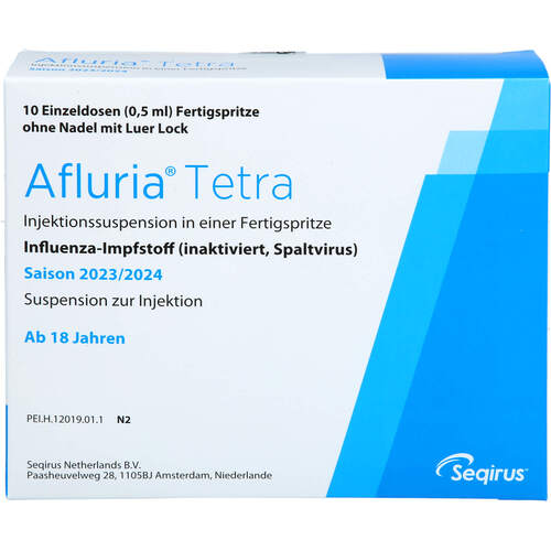 Afluria Tetra 2023/2024 Inj.-Susp.F-Spr.o.Kanüle, 10x0,5 ml, Seqirus GmbH