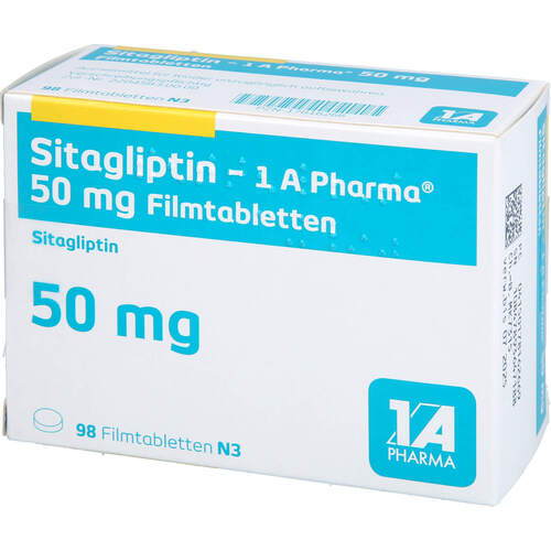 Sitagliptin - 1 A Pharma 50 mg Filmtabletten, 98 Stk., 1 A Pharma GmbH Sitagliptin - 1 A Pharma 50 mg Filmtabletten, 98 Stk., 1 A Pharma GmbH