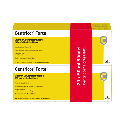 Centricor Forte Vitamin C Dstfl.200mg/ml Inj 50ml, 20x50 ml, W&ouml;rwag Pharma GmbH & Co. KG
