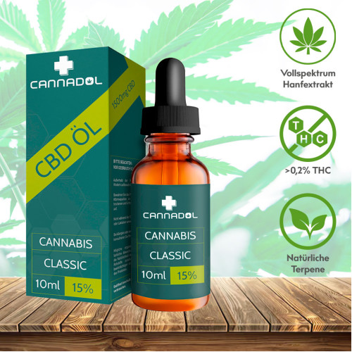 CBD 15% BIO Cannadol Classic Hanfextrakt, 10 ml, Endower GmbH