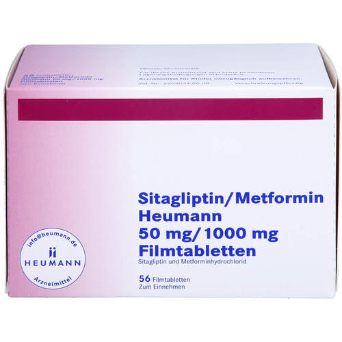Sitagliptin/Metformin Heumann 50 mg/1000 mg FTA, 56 Stk., Heumann Pharma GmbH & Co. Generica KG Sitagliptin/Metformin Heumann 50 mg/1000 mg FTA, 56 Stk., Heumann Pharma GmbH & Co. Generica KG