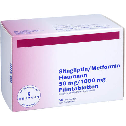 Sitagliptin/Metformin Heumann 50 mg/1000 mg FTA, 56 Stk., Heumann Pharma GmbH & Co. Generica KG Sitagliptin/Metformin Heumann 50 mg/1000 mg FTA, 56 Stk., Heumann Pharma GmbH & Co. Generica KG