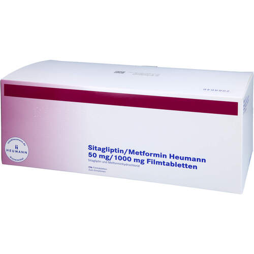 Sitagliptin/Metformin Heumann 50 mg/1000 mg FTA, 196 ST, Heumann Pharma GmbH & Co. Generica KG