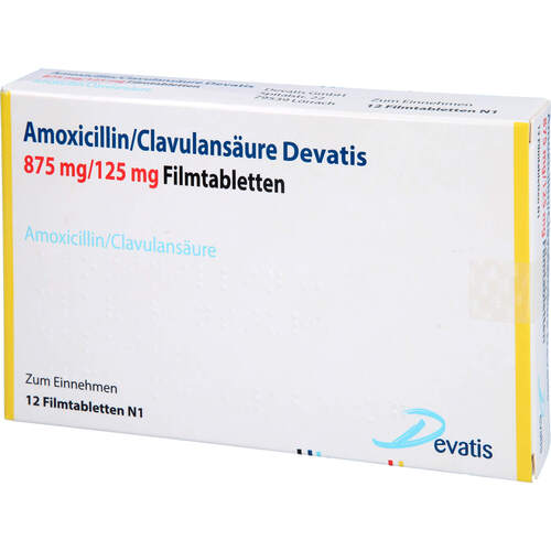 Amoxicillin/Clavulansäure Devatis 875mg/125mg FTA, 12 Stk., Devatis GmbH