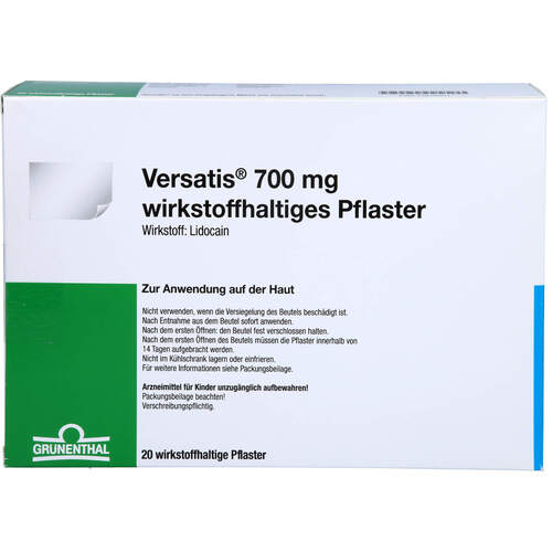 Versatis 700 mg wirkstoffhaltiges Pflaster, 20 Stk., Abacus Medicine A/S