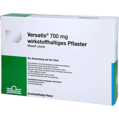 Versatis 700 mg wirkstoffhaltiges Pflaster, 20 Stk., Abacus Medicine A/S