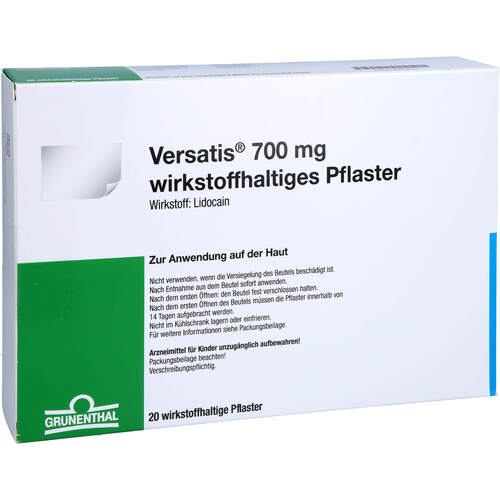 Versatis 700 mg wirkstoffhaltiges Pflaster, 20 Stk., Abacus Medicine A/S