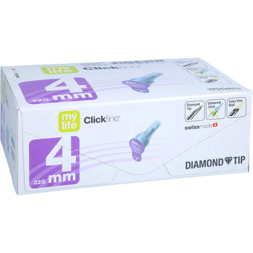 mylife Clickfine Pen-Nadeln Diamond Tip 4mm (32G), 100 Stk., DiaAktiv GmbH & Co. KG