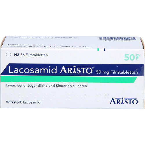 Lacosamid Aristo 50 mg Filmtabletten, 56 Stk., Aristo Pharma GmbH