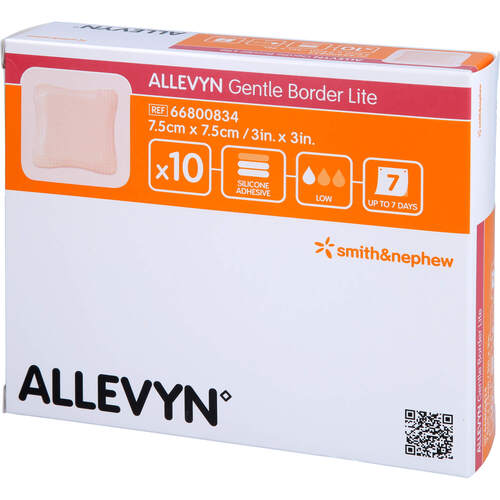 Allevyn Gentle Border Lite 7.5x7.5cm Schaumverband, 10 Stk., Crosp Medical GmbH