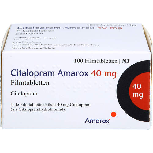 Citalopram Amarox 40 mg Filmtabletten, 100 Stk., AMAROX PHARMA GmbH