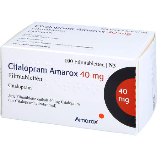 Citalopram Amarox 40 mg Filmtabletten, 100 Stk., AMAROX PHARMA GmbH