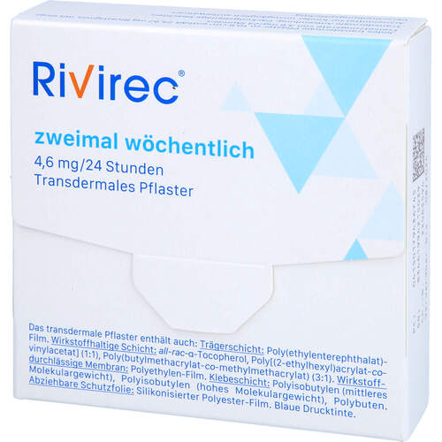 Rivirec 2x wöchentl. 4.6 mg/24h Transdermales Pfl., 8 Stk., ITF Pharma GmbH