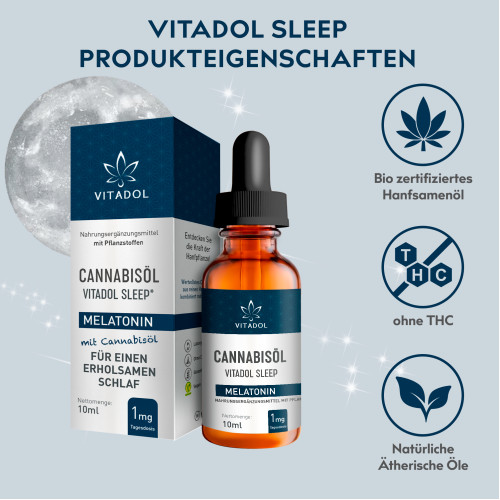 Melatonin 10ml/25mg Cannabisöl Vitadol Sleep, 10 ml, Endower GmbH