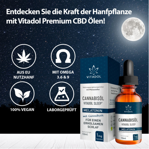 Melatonin 10ml/25mg Cannabisöl Vitadol Sleep, 10 ml, Endower GmbH