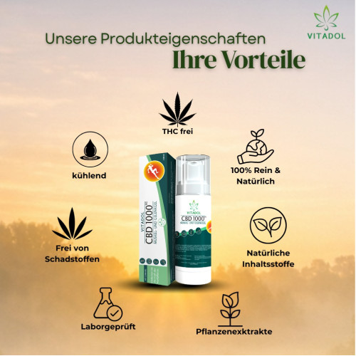 CBD 1000 Vitadol Gelenk Muskel Gel Salbe Arnika, 100 ml, Endower GmbH