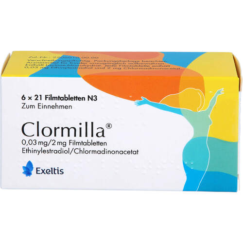 Clormilla 0.03 mg/2 mg Filmtabletten, 6x21 Stk., Exeltis Germany GmbH