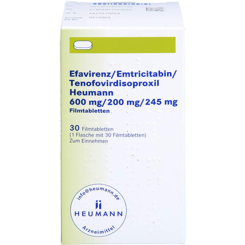 Efavirenz/Emtricitabin/Tenofovird heum 600/200/245, 30 ST, Heumann Pharma GmbH & Co. Generica KG