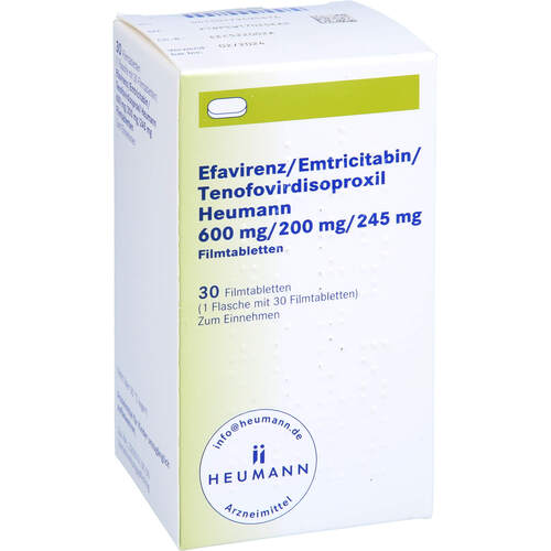 Efavirenz/Emtricitabin/Tenofovird heum 600/200/245, 30 Stk., Heumann Pharma GmbH & Co. Generica KG