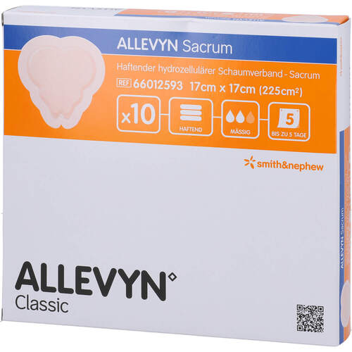 ALLEVYN Sacrum 17x17 cm Wundverband, 10 Stk., Orifarm GmbH