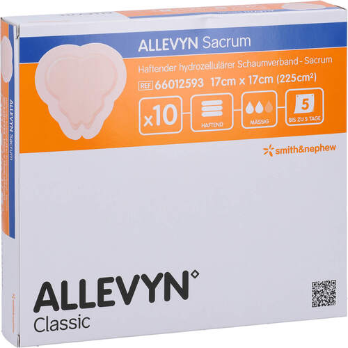 ALLEVYN Sacrum 17x17 cm Wundverband, 10 Stk., Orifarm GmbH