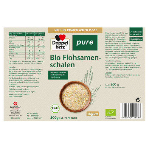 Doppelherz Bio Flohsamenschalen pure, 200 g, Queisser Pharma GmbH & Co. KG
