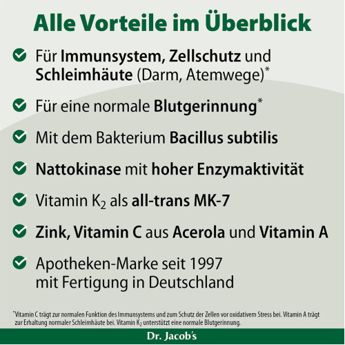 Bacillus subtilis plus Nattokinase-Enzym Vitamin K2 vegan, 60 Stk., Dr. Jacob's Medical GmbH
