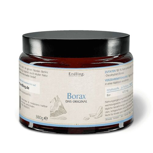 Borax Pulver Natriumtetraborat rein vegan Erdling, 380 g, Alveda GmbH