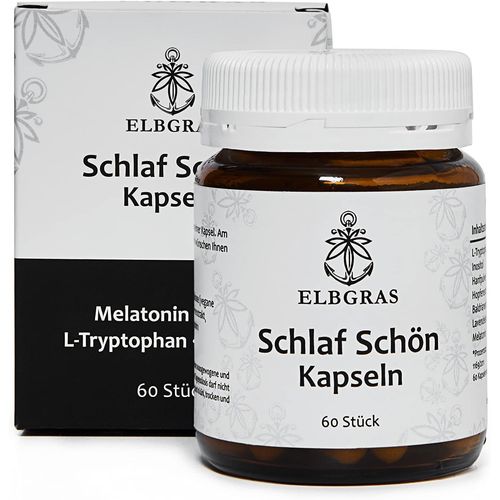 Schlaf Sch&ouml;n Kapseln mit Melatonin, 60 Stk., Elbgras Naturprodukte GmbH