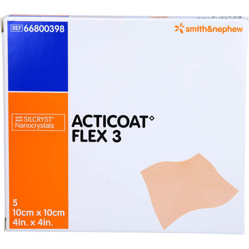 ACTICOAT Flex 3 10x10 cm Verband, 5 Stk., zelhealth GmbH