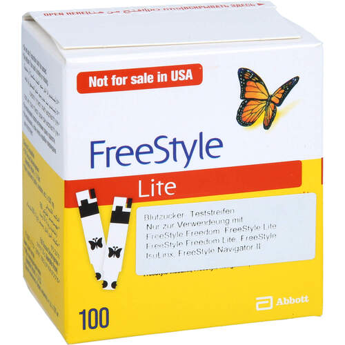FREESTYLE Lite Teststreifen ohne Codieren, 100 Stk., Docpharm GmbH FREESTYLE Lite Teststreifen ohne Codieren, 100 Stk., Docpharm GmbH
