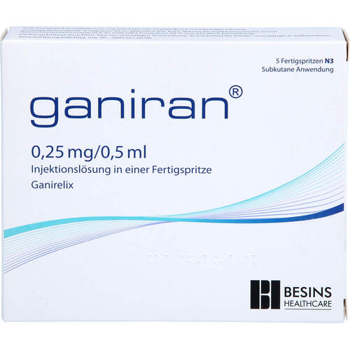 Ganiran 0.25 mg/0.5 ml Inj.-Lsg.i.e.Fertigspr., 1X5 ST, Besins Healthcare Germany GmbH