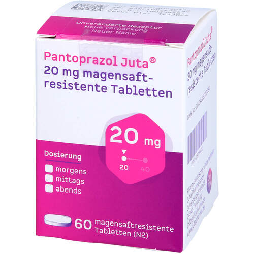 Pantoprazol Juta 20 mg magensaftresistente Tabl., 60 Stk., JUTA Pharma GmbH