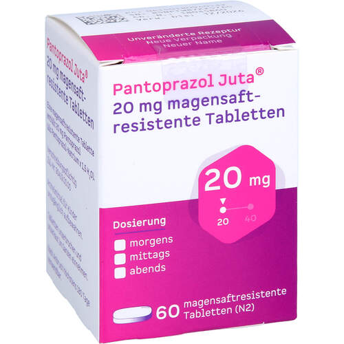 Pantoprazol Juta 20 mg magensaftresistente Tabl., 60 Stk., JUTA Pharma GmbH