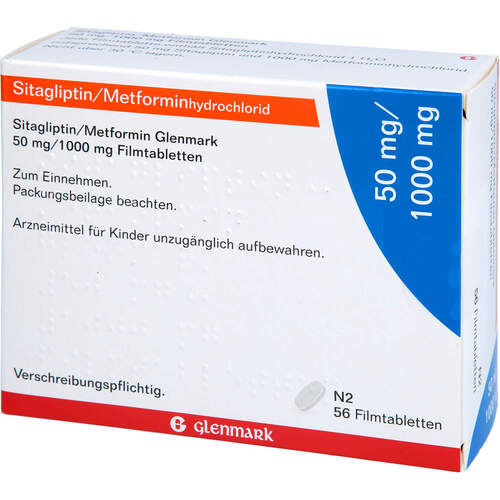 Sitagliptin/Metformin Glenmark 50mg/1000mg FTA, 56 Stk., Glenmark Arzneimittel GmbH