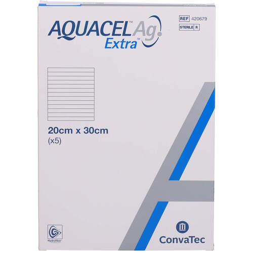 AQUACEL Ag Extra 20x30 cm Kompressen, 5 Stk., zelhealth GmbH