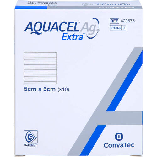 AQUACEL Ag Extra 5x5 cm Kompressen, 10 Stk., zelhealth GmbH