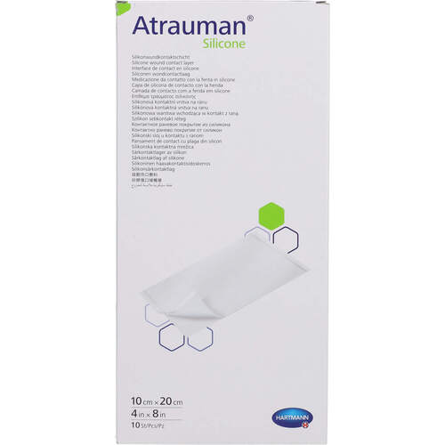 ATRAUMAN Silicone steril 10x20 cm Kompressen, 10 Stk., zelhealth GmbH