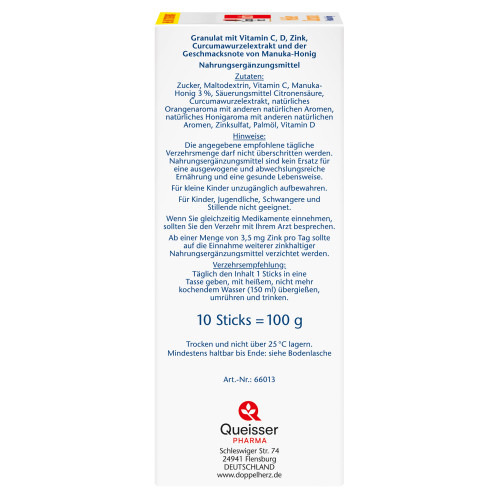 Doppelherz Hei&szlig;er Curcuma + Manuka-Honig, 10 Stk., Queisser Pharma GmbH & Co. KG