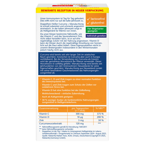 Doppelherz Hei&szlig;er Curcuma + Manuka-Honig, 10 Stk., Queisser Pharma GmbH & Co. KG