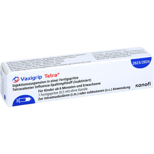 Vaxigrip Tetra 2023/2024 Inj.Sus.i.e.FER ohne Kanü, 1 Stk., Sanofi-Aventis Deutschland GmbH