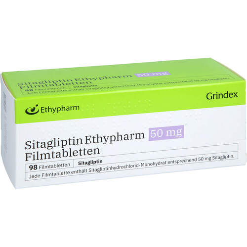 Sitagliptin Ethypharm 50 mg Filmtabletten, 98 Stk., Ethypharm GmbH