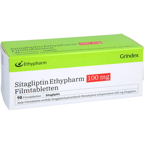 Sitagliptin Ethypharm 100 mg Filmtabletten, 98 Stk., Ethypharm GmbH