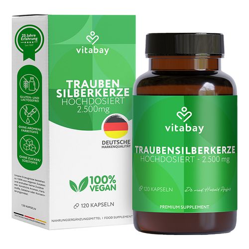 Traubensilberkerze Extrakt 2500 mg vegan, 120 Stk., Vitabay CV