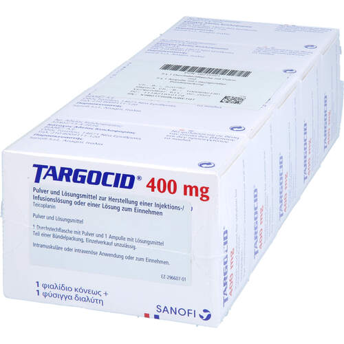 Targocid 400 mg Plv.u.LM Her.Inj.-/Inf.-Lsg.o.LSE, 5 Stk., Eurimpharm Arzneimittel GmbH